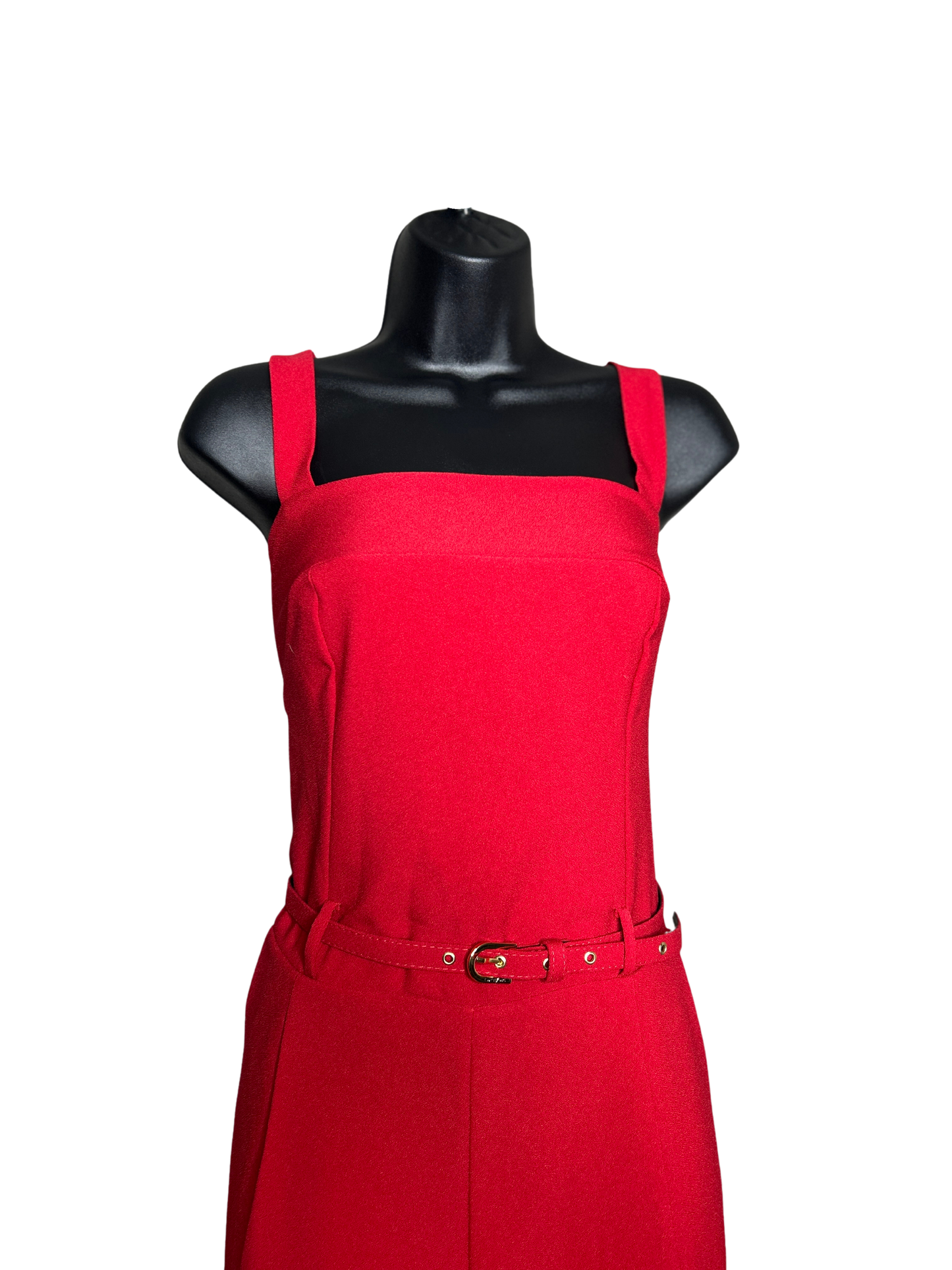 Red Belted Jumpsuit