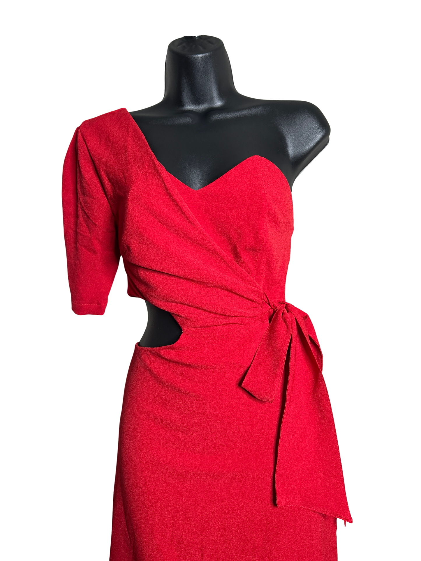 Red One Shoulder Cutout Dress