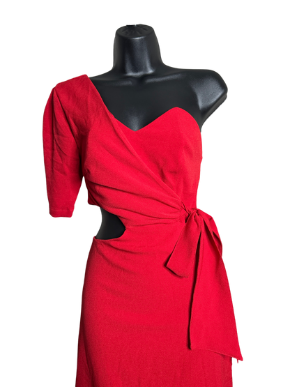 Red One Shoulder Cutout Dress