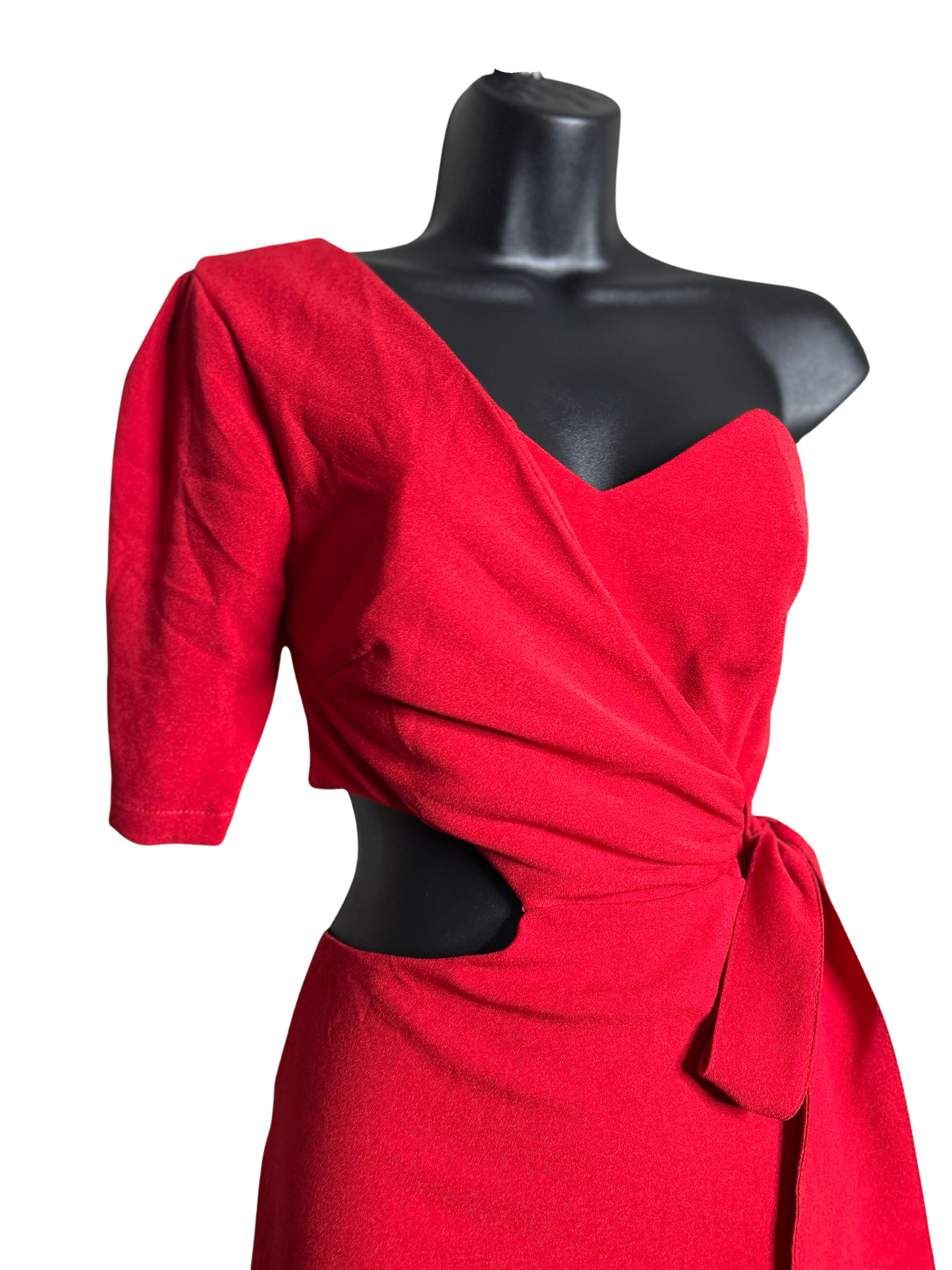 Red One Shoulder Cutout Dress