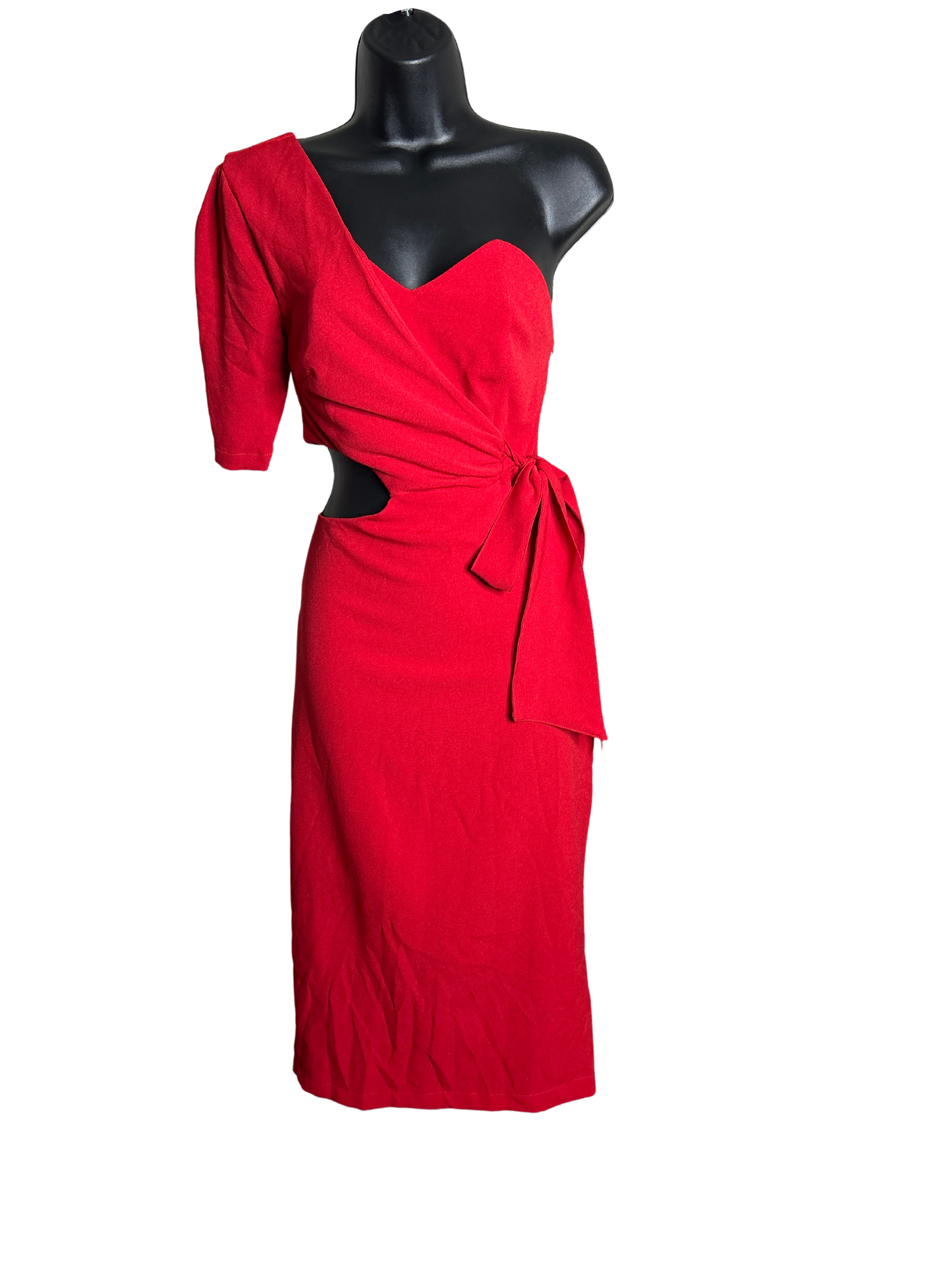 Red One Shoulder Cutout Dress